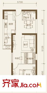 融城云熙1期1號(hào)樓7-25層A-11戶型 1室2廳1衛(wèi)1廚