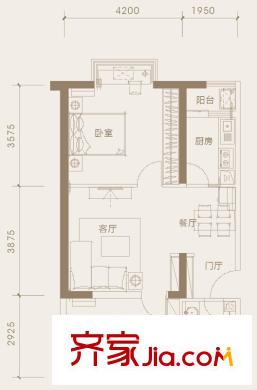 融城云熙1期2號(hào)樓7-25層B-1戶型 2室2廳1衛(wèi)1廚