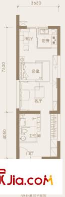 融城云熙1期1號(hào)樓7-25層A-2戶型 1室1廳1衛(wèi)1廚