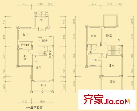 恒大山水城一期212-585號樓B1-2型 4室2廳3衛(wèi)1廚