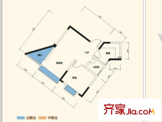 濱河景秀二期3號(hào)樓標(biāo)準(zhǔn)層C5戶型 1室2廳1衛(wèi)1廚