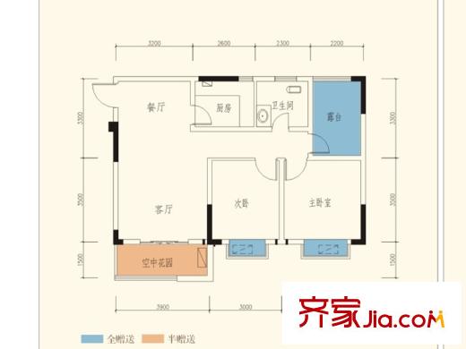 濱河景秀二期4#8號(hào)樓標(biāo)準(zhǔn)層B3戶型 2室2廳1衛(wèi)1廚