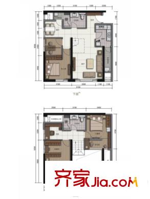 智地哥譚一期1號樓標(biāo)準(zhǔn)層C4-2戶型 3室1廳2衛(wèi)1廚
