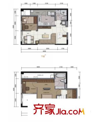 智地哥譚一期2號樓標(biāo)準(zhǔn)層C1-2戶型 2室1廳2衛(wèi)1廚