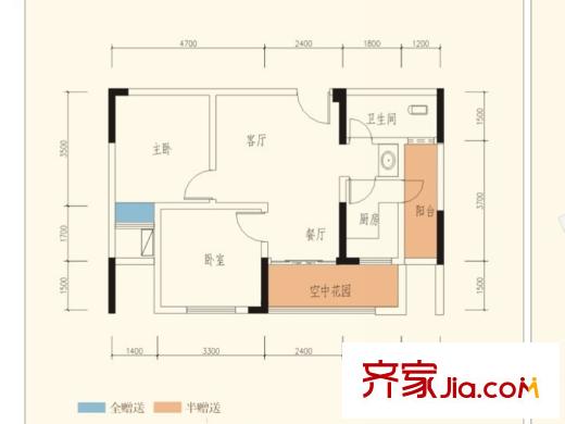 濱河景秀二期1號(hào)樓標(biāo)準(zhǔn)層A4戶型 2室2廳1衛(wèi)1廚