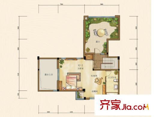 瑞升橄欖山一期聯(lián)排3棟A2-2戶型3層 3室3廳3衛(wèi)1廚