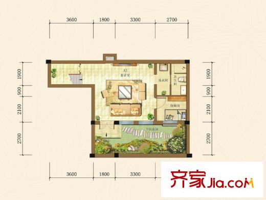 瑞升橄欖山一期聯(lián)排1棟A3戶型負1層 3室3廳3衛(wèi)1廚