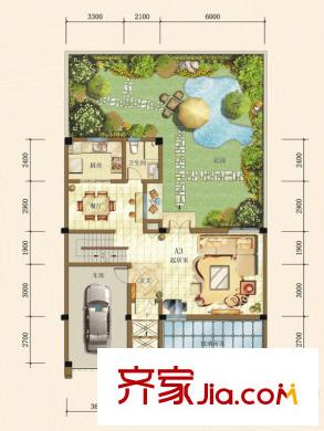 瑞升橄欖山一期聯(lián)排1棟A3戶型1層 3室3廳3衛(wèi)1廚
