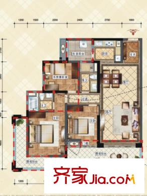 中德英倫城邦一期K區(qū)1、2號(hào)樓5-28層 F戶型（售罄） 3室2廳2衛(wèi)1廚