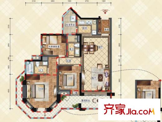 中德英倫城邦一期K區(qū)1、2號(hào)樓5-27（層）V戶型（售罄） 3室3廳3衛(wèi)1廚