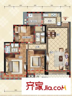 中德英倫城邦一期K區(qū)5號(hào)樓5-29 G戶型（售罄） 3室2廳2衛(wèi)1廚