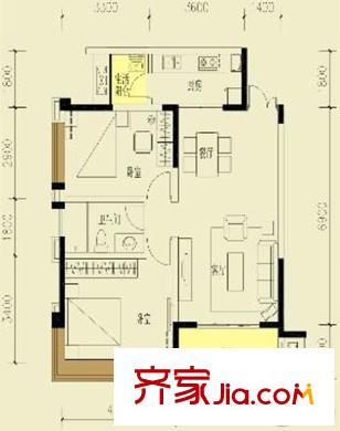 保利貝森公館一期1號樓標(biāo)準(zhǔn)層1-D型 2室2廳1衛(wèi)1廚
