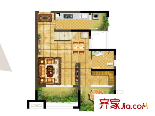 金堂金融中心一期9號樓偶數(shù)層A3戶型 2室2廳2衛(wèi)