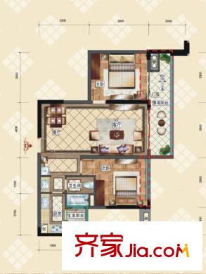 中德英倫城邦一期K區(qū)1、2號(hào)樓3-33層 D戶型（售罄） 2室2廳1衛(wèi)1廚