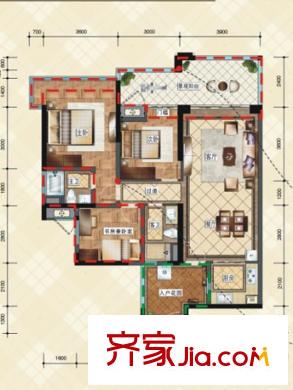 中德英倫城邦一期J區(qū)1號(hào)樓4-28層 R戶型 3室2廳2衛(wèi)1廚