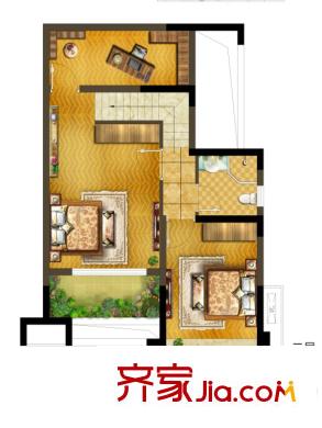 金堂金融中心一期9號樓偶數(shù)層A3戶型 2室2廳2衛(wèi)