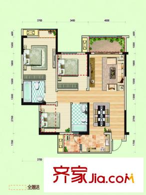 金科中央公園城1期13號(hào)樓標(biāo)準(zhǔn)層D4戶型 3室2廳1衛(wèi)1廚