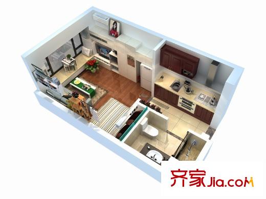 恒大帝景2期6棟標準層B戶型 1室1衛(wèi)1廚