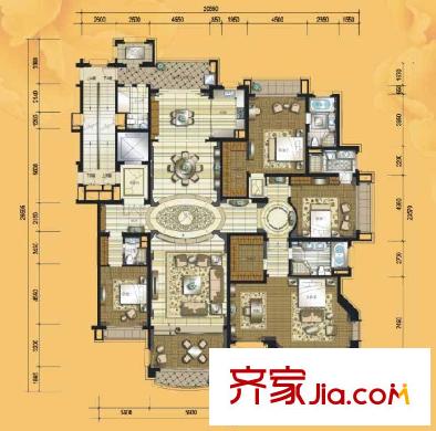 鉑雅苑一期8棟標(biāo)準(zhǔn)層A1戶型 4室2廳4衛(wèi)