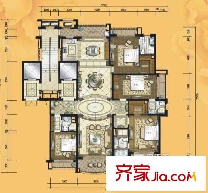 鉑雅苑一期8棟標(biāo)準(zhǔn)層B1戶型 4室2廳4衛(wèi)