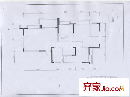 無國界一期18號樓標準層A戶型 3室2廳2衛(wèi)1廚