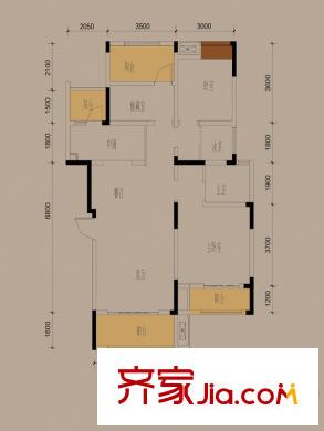 金科中央公園城二期洋房3號樓B4戶型圖 3室2廳2衛(wèi)1廚