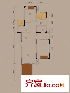 金科中央公園城二期洋房3號樓B2戶型圖 3室2廳2衛(wèi)1廚
