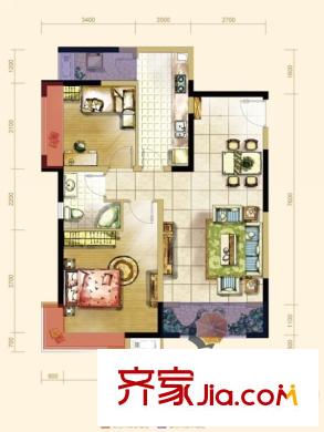 大成郡一期12號(hào)樓標(biāo)準(zhǔn)層C2戶型 2室2廳1衛(wèi)1廚