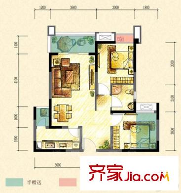 金壕雅庭1期2棟標(biāo)準(zhǔn)層B4戶型 2室2廳1衛(wèi)1廚