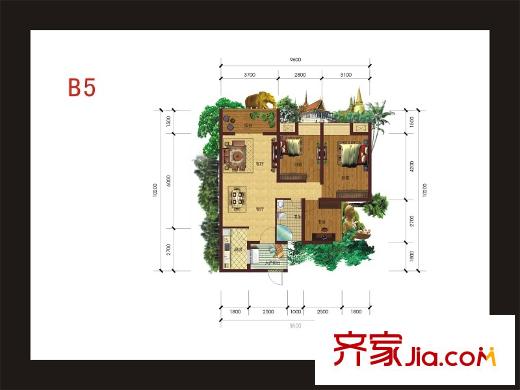 四季金悅一期1、2、9號樓標(biāo)準(zhǔn)層B5戶型 3室2廳2衛(wèi)