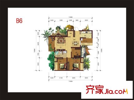四季金悅一期9號樓標(biāo)準(zhǔn)層B6戶型 3室2廳2衛(wèi)