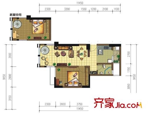 南湖半島一期1號(hào)樓標(biāo)準(zhǔn)層c2-2型戶型（售罄） 1室1廳1衛(wèi)1廚