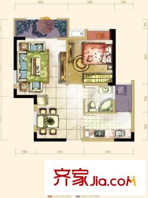 大成郡一期13號(hào)樓標(biāo)準(zhǔn)層D1戶型 1室2廳1衛(wèi)1廚
