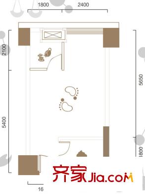 一品CG一期2號(hào)樓標(biāo)準(zhǔn)層C2戶(hù)型 1室1廳1衛(wèi)