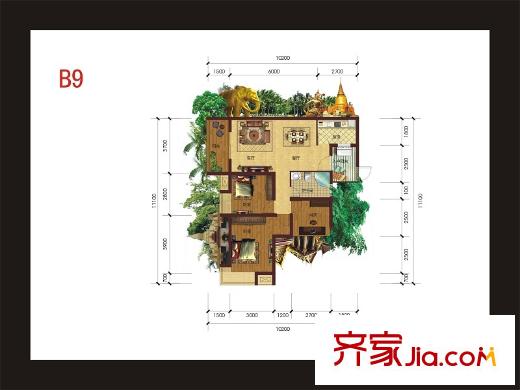 四季金悅一期9號樓標(biāo)準(zhǔn)層B9戶型 3室2廳2衛(wèi)