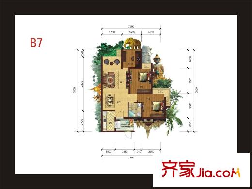 四季金悅一期9號樓標(biāo)準(zhǔn)層B7戶型 3室2廳2衛(wèi)