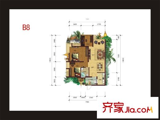 四季金悅一期9號樓標(biāo)準(zhǔn)層B8戶型 3室2廳2衛(wèi)