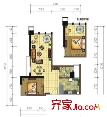 南湖半島一期1號(hào)樓標(biāo)準(zhǔn)層c1-2型戶型（售罄） 1室1廳1衛(wèi)