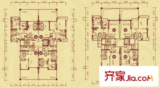 恒大御景半島一期24、28、37、40棟躍層戶型 3室2廳3衛(wèi)1廚