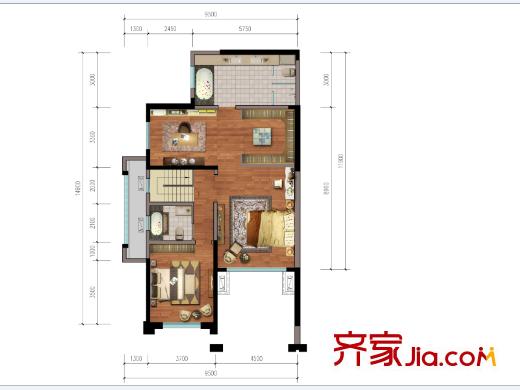 南湖國際中心3、4、5棟Y1戶型第二層 5室3廳3衛(wèi)1廚