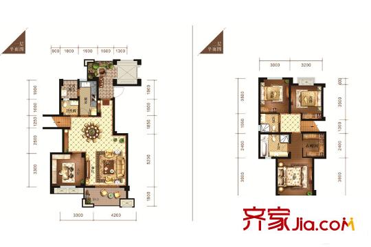 海昌天瀾維肯郡洋房1批次E2標(biāo)準(zhǔn)層戶型 4室2廳3衛(wèi)1廚