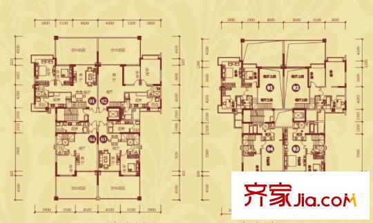 恒大御景半島一期22、25、35、38棟躍層戶型（售罄） 3室2廳3衛(wèi)1廚