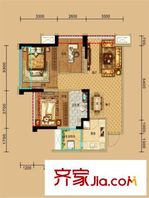 保利林語溪一期9棟標(biāo)準(zhǔn)層B戶型 3室2廳1衛(wèi)1廚