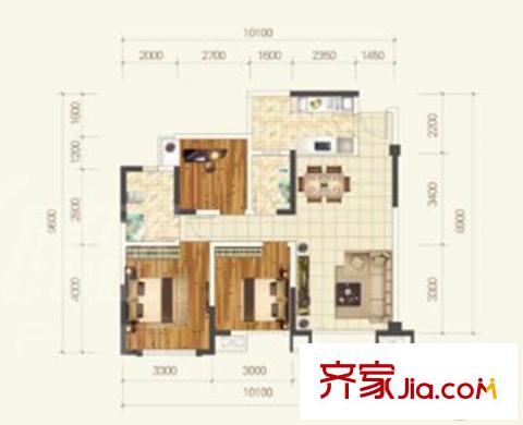 友盛上都1-5號(hào)樓標(biāo)準(zhǔn)層A3戶型 3室2廳2衛(wèi)1廚