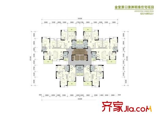 淮洲明珠一期6號(hào)樓標(biāo)準(zhǔn)層A2戶型 3室2廳1衛(wèi)