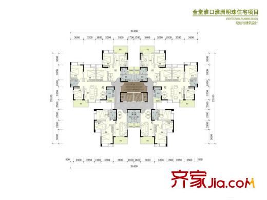 淮洲明珠一期5號(hào)樓標(biāo)準(zhǔn)層D1戶型 3室2廳1衛(wèi)1廚