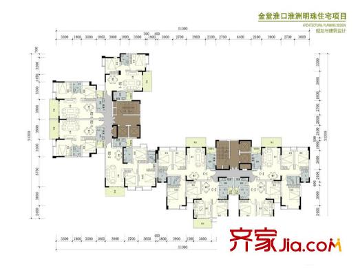 淮洲明珠一期3號(hào)樓標(biāo)準(zhǔn)層B2-1戶型 2室2廳1衛(wèi)1廚