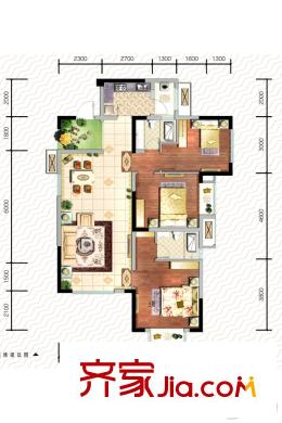 海昌天瀾維肯郡94棟C戶型標(biāo)準(zhǔn)層 3室2廳2衛(wèi)1廚