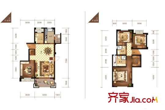 海昌天瀾維肯郡洋房1批次E1標(biāo)準(zhǔn)層戶型 4室2廳3衛(wèi)1廚