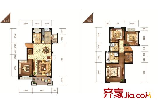 海昌天瀾維肯郡洋房1批次D1標(biāo)準(zhǔn)層戶型 4室2廳3衛(wèi)1廚